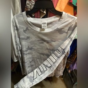 Victoria’s Secret pink thermal white and gray camo long sleeve